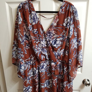 Bailey Blue brown and white floral high-low dress